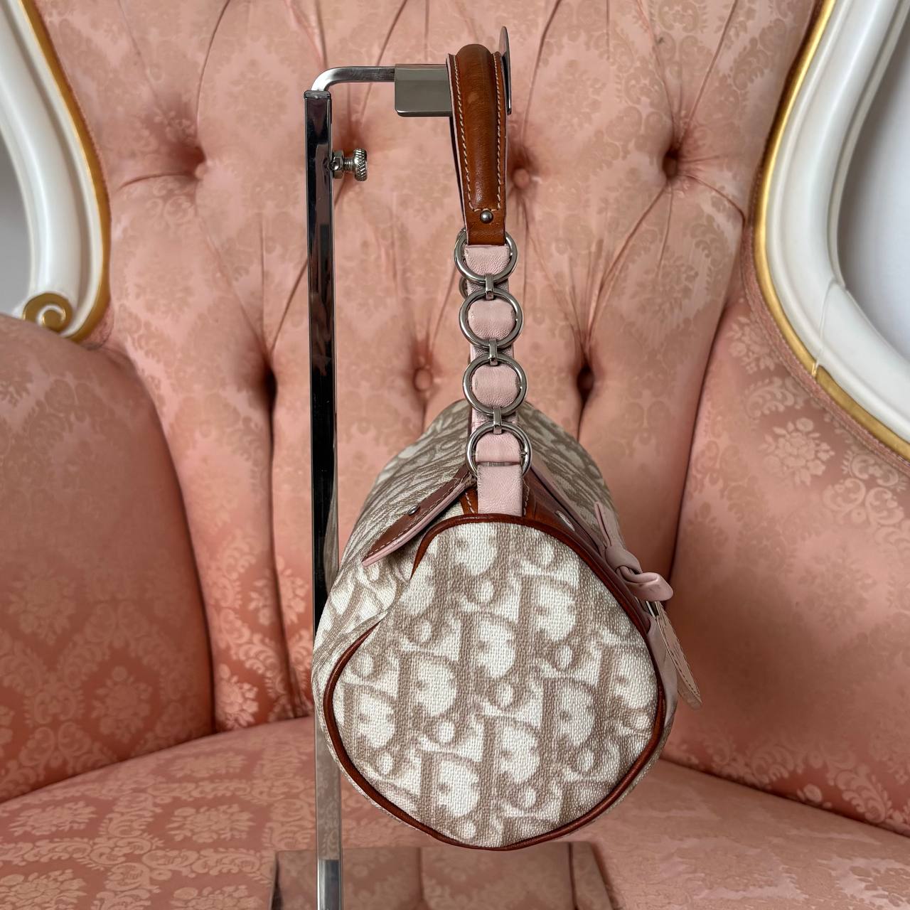 Christian Dior romantic beige and pink monogram bag