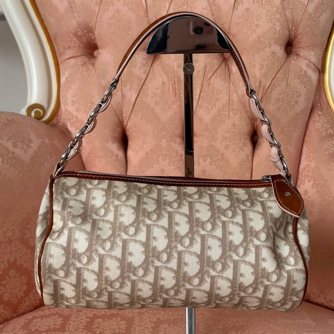 Christian Dior romantic beige and pink monogram bag