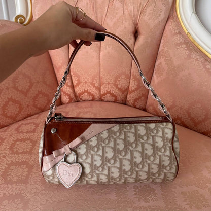 Christian Dior romantic beige and pink monogram bag