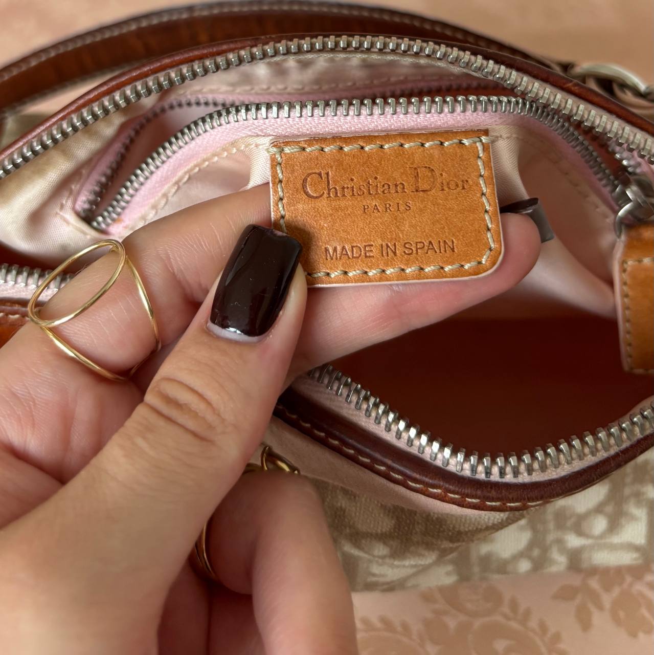 Christian Dior romantic beige and pink monogram bag