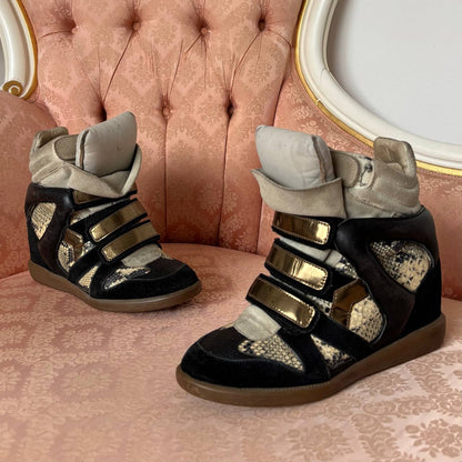 Isabel Marant suede Bekett sneakers golden with python snake