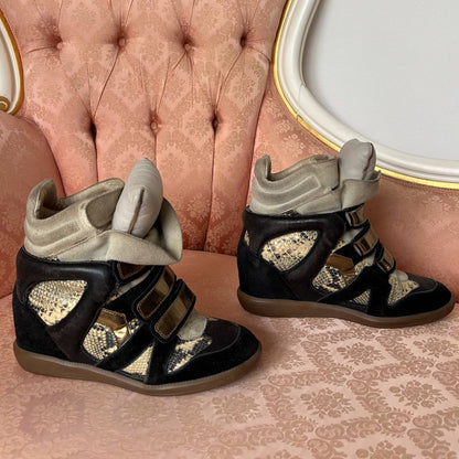 Isabel Marant suede Bekett sneakers golden with python snake