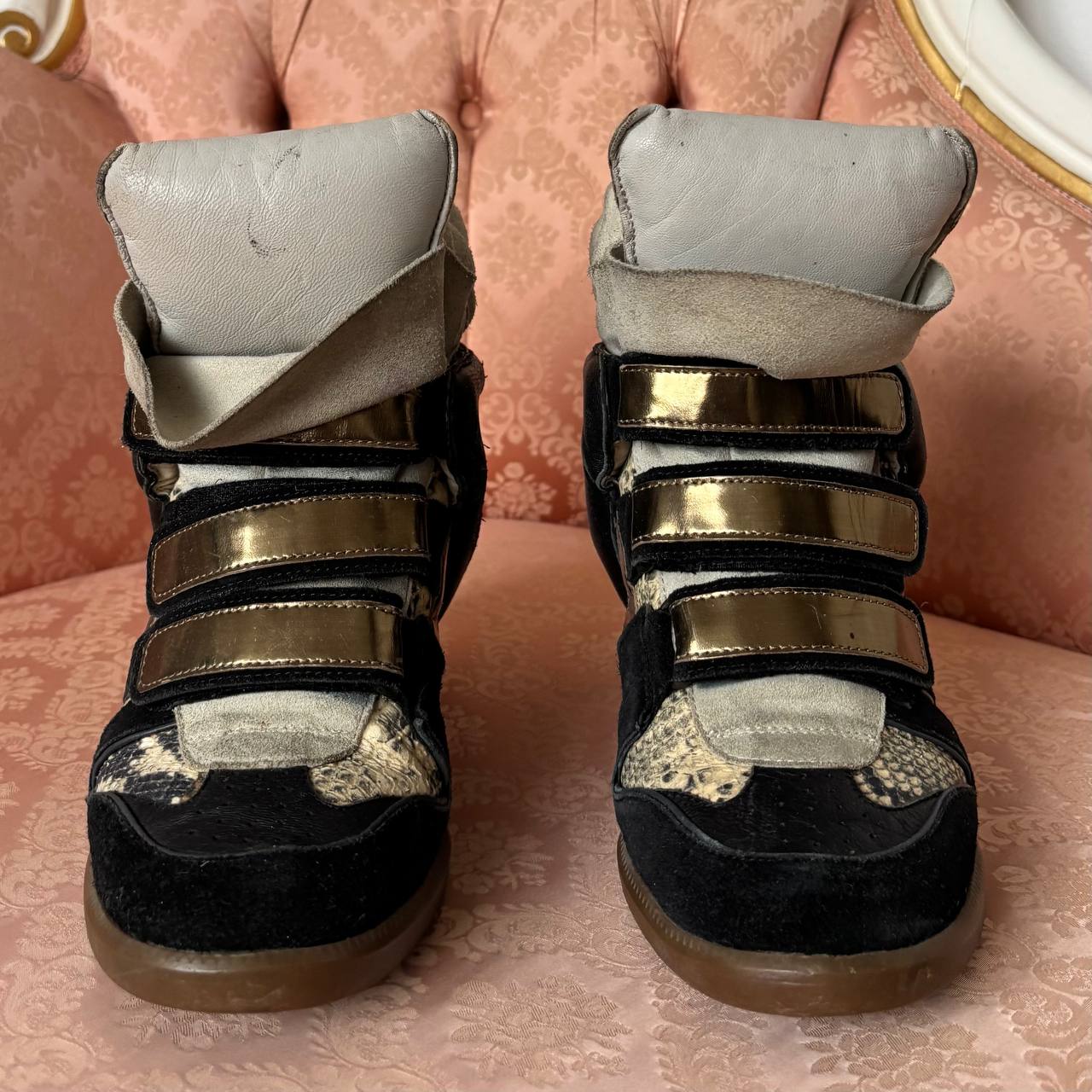 Isabel Marant suede Bekett sneakers golden with python snake