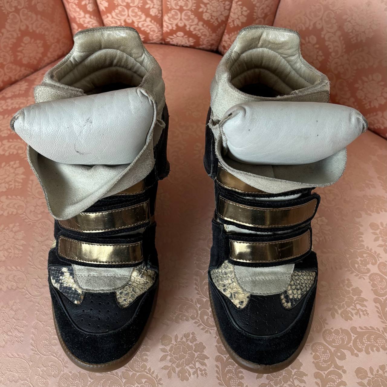 Isabel Marant suede Bekett sneakers golden with python snake