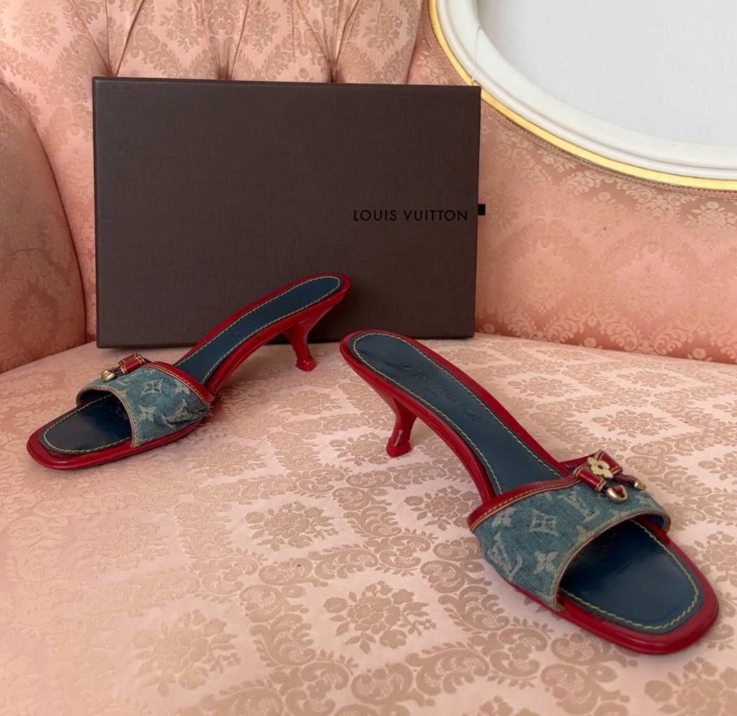 Louis Vuitton mules shoes heels jeans