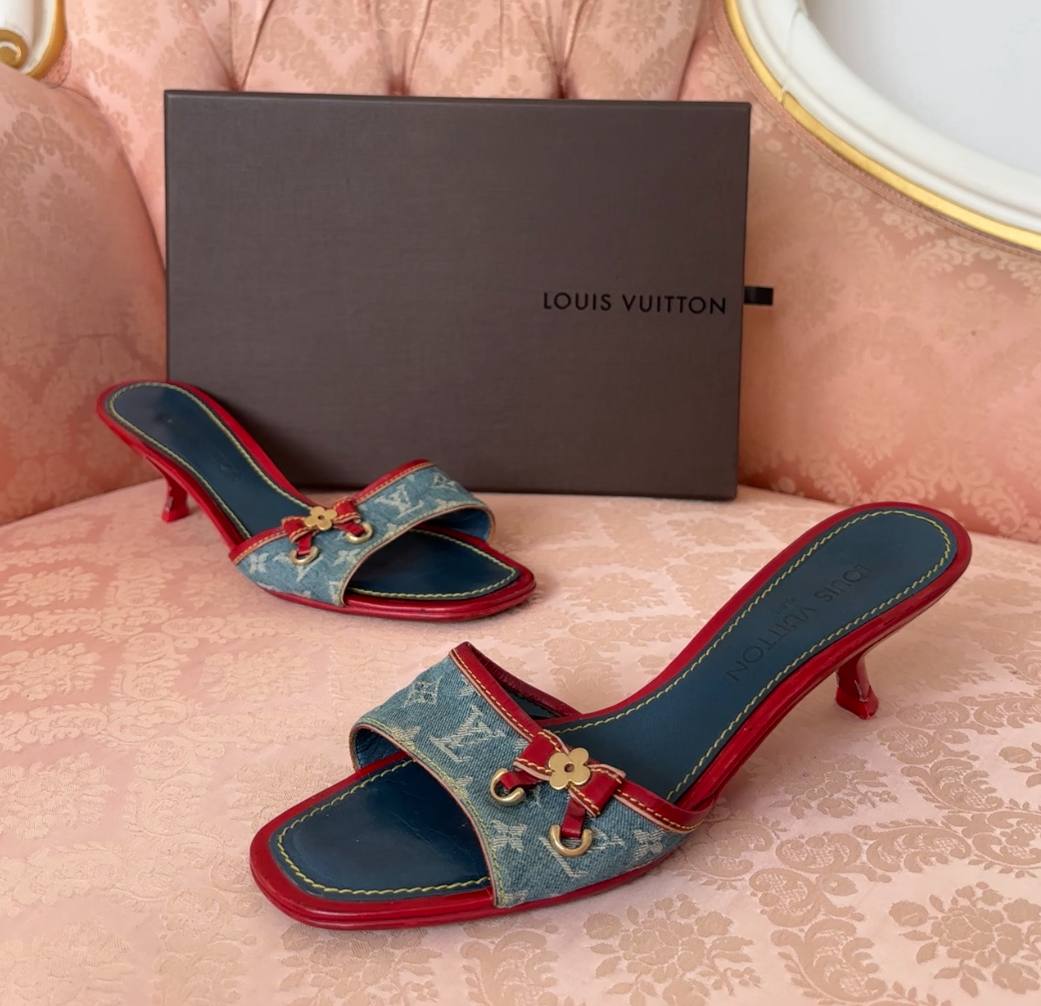 Louis Vuitton mules shoes heels jeans