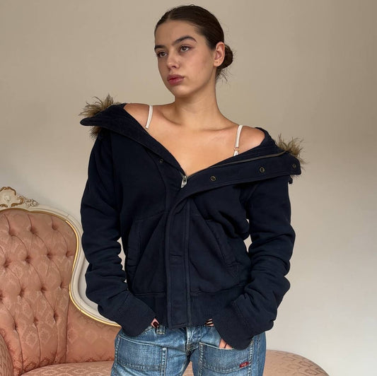 Abercrombie and Fitch fur hoodie coat zip-jacket