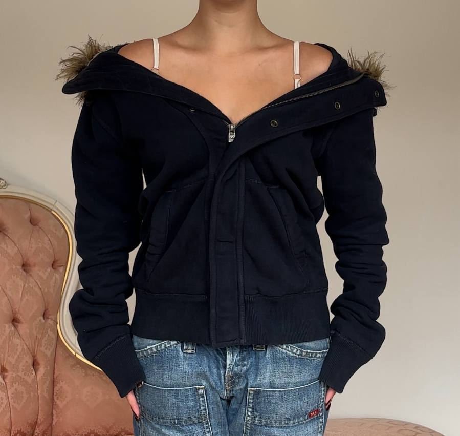 Abercrombie and Fitch fur hoodie coat zip-jacket