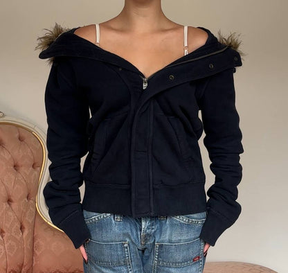 Abercrombie and Fitch fur hoodie coat zip-jacket