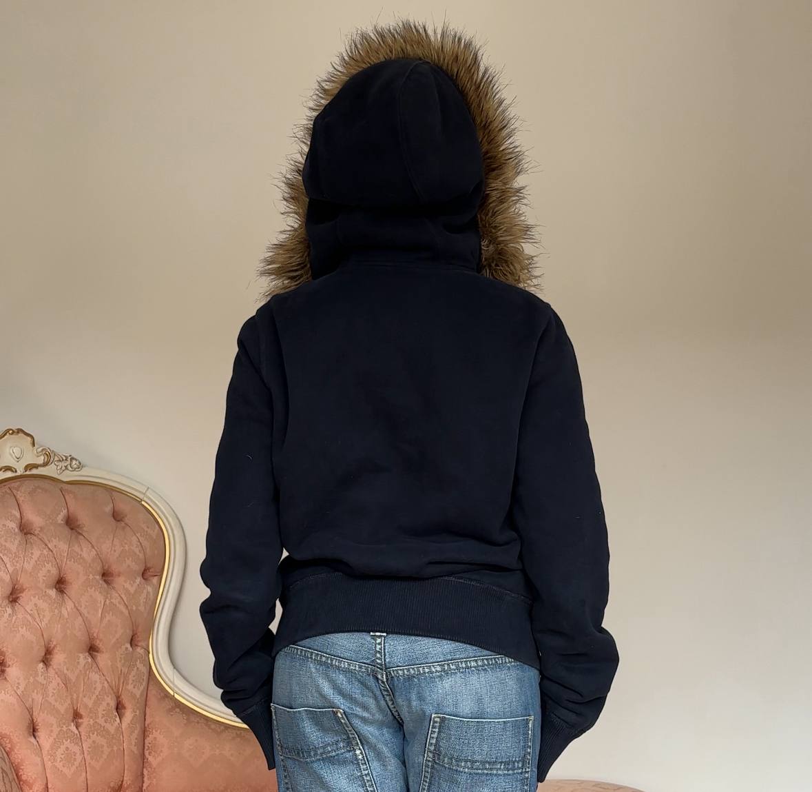 Abercrombie and Fitch fur hoodie coat zip-jacket