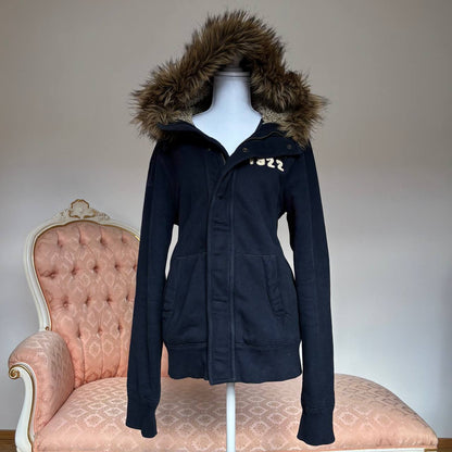 Abercrombie and Fitch fur hoodie coat zip-jacket