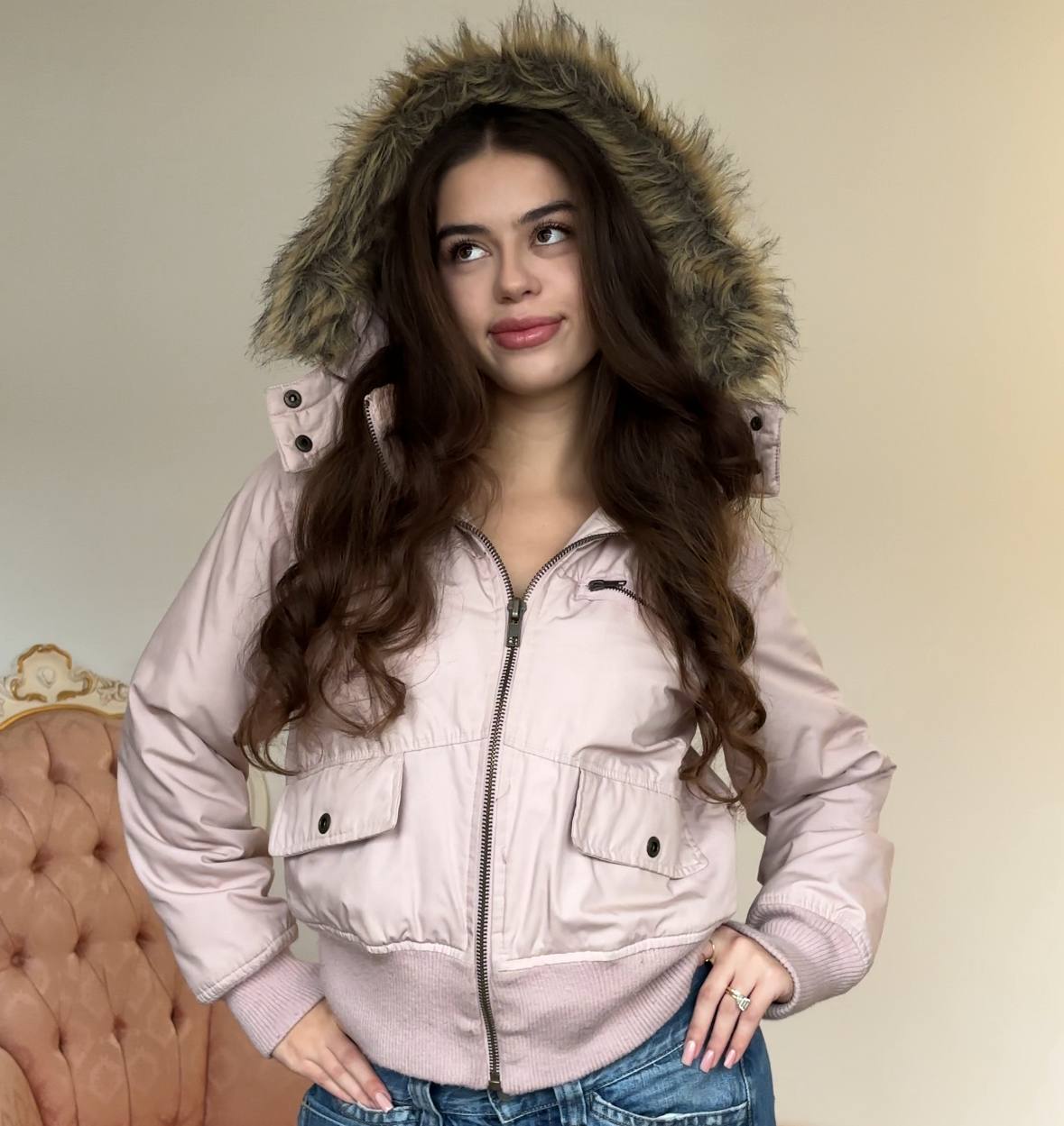 Ichi puffer coat cloth zip-jacket