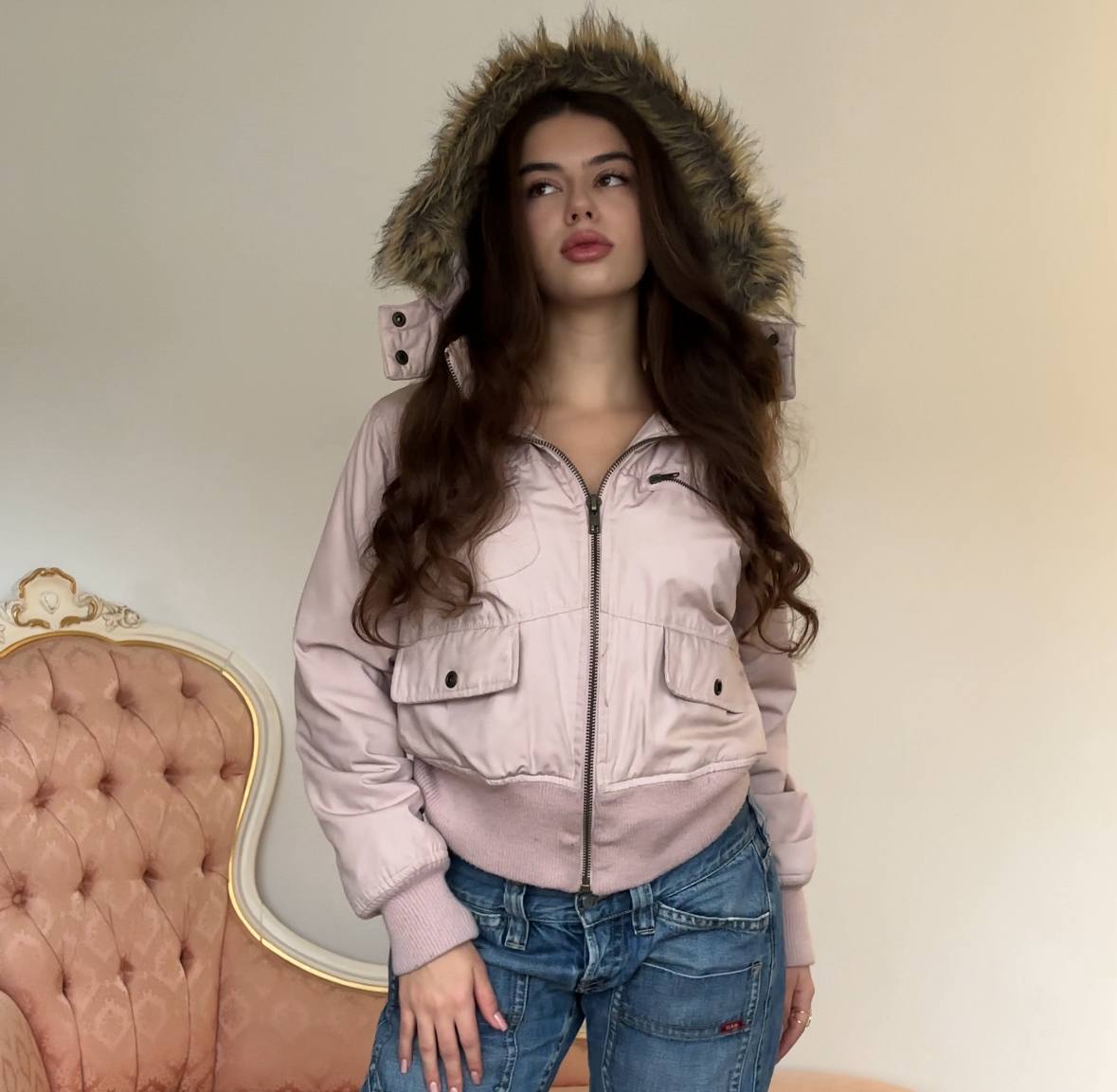 Ichi puffer coat cloth zip-jacket