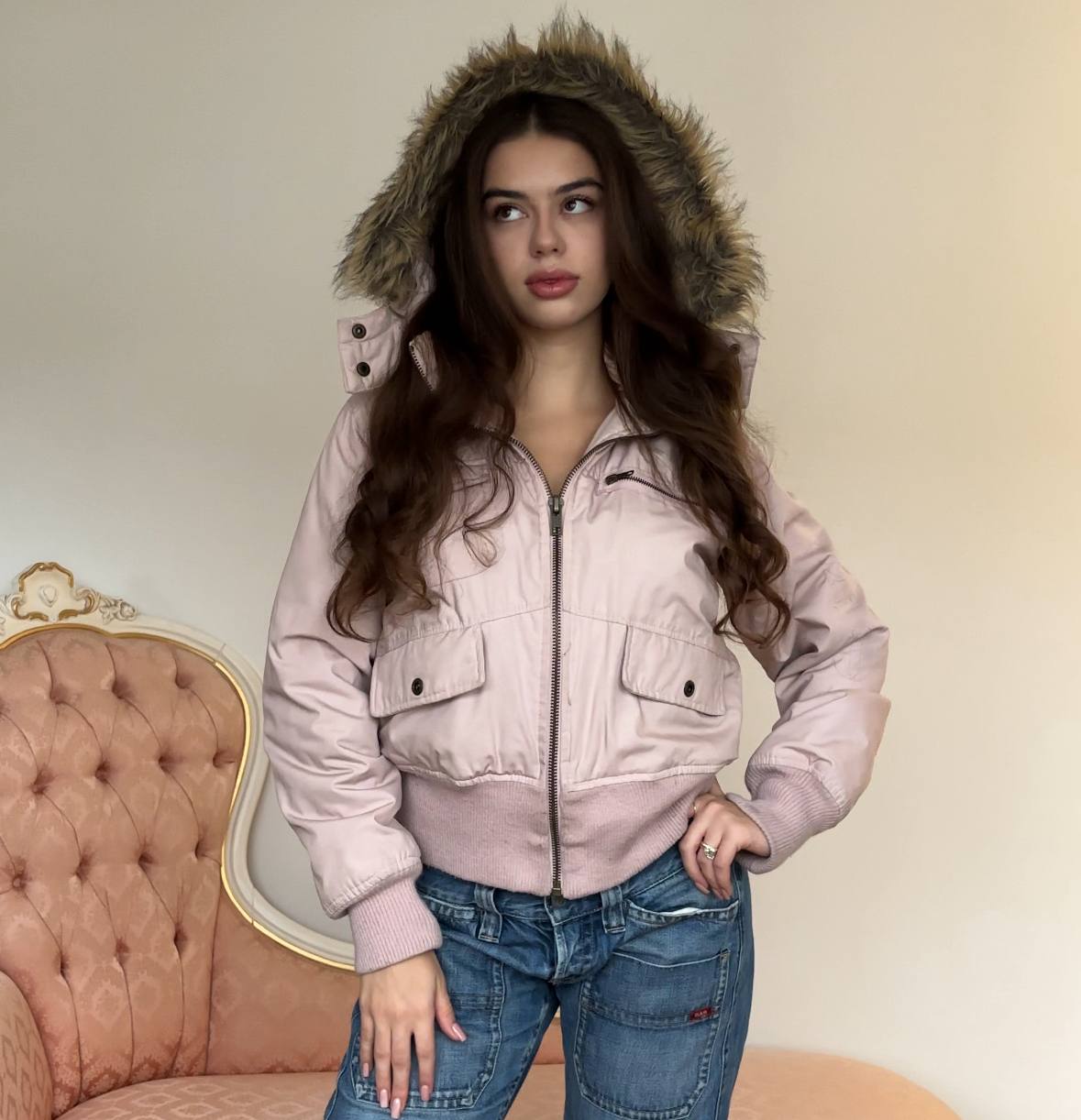 Ichi puffer coat cloth zip-jacket