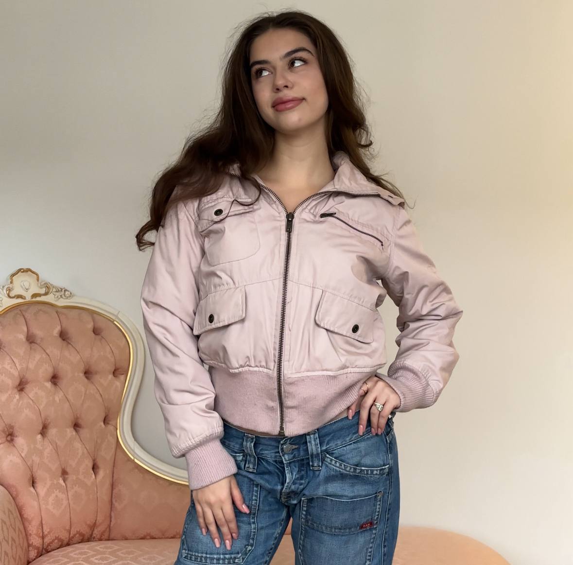 Ichi puffer coat cloth zip-jacket