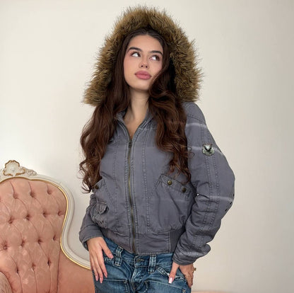 Gas puffer coat zip-jacket