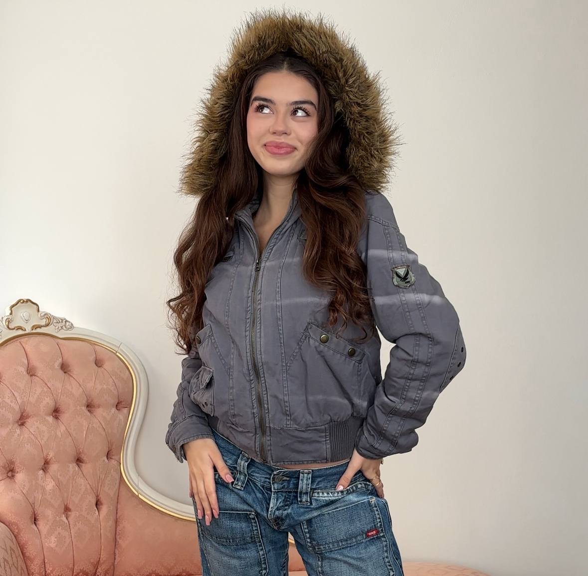 Gas puffer coat zip-jacket