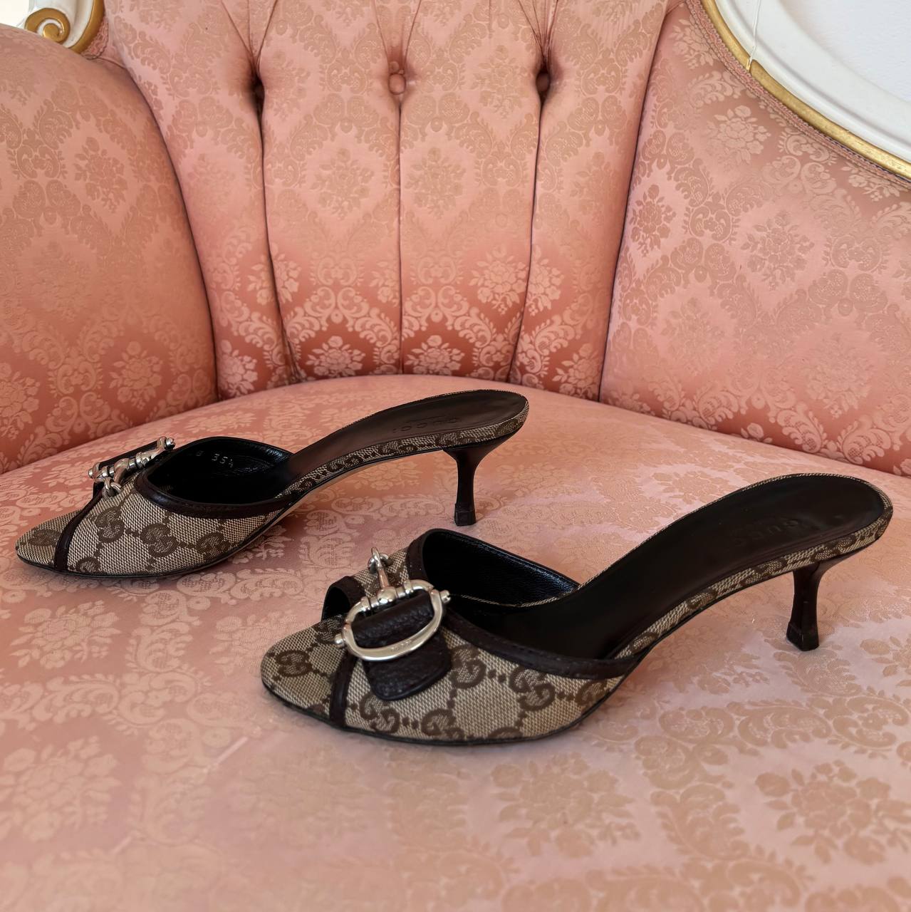 Gucci mules kitten heels