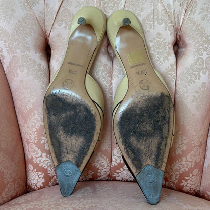 Chanel classical slingback in beige and black