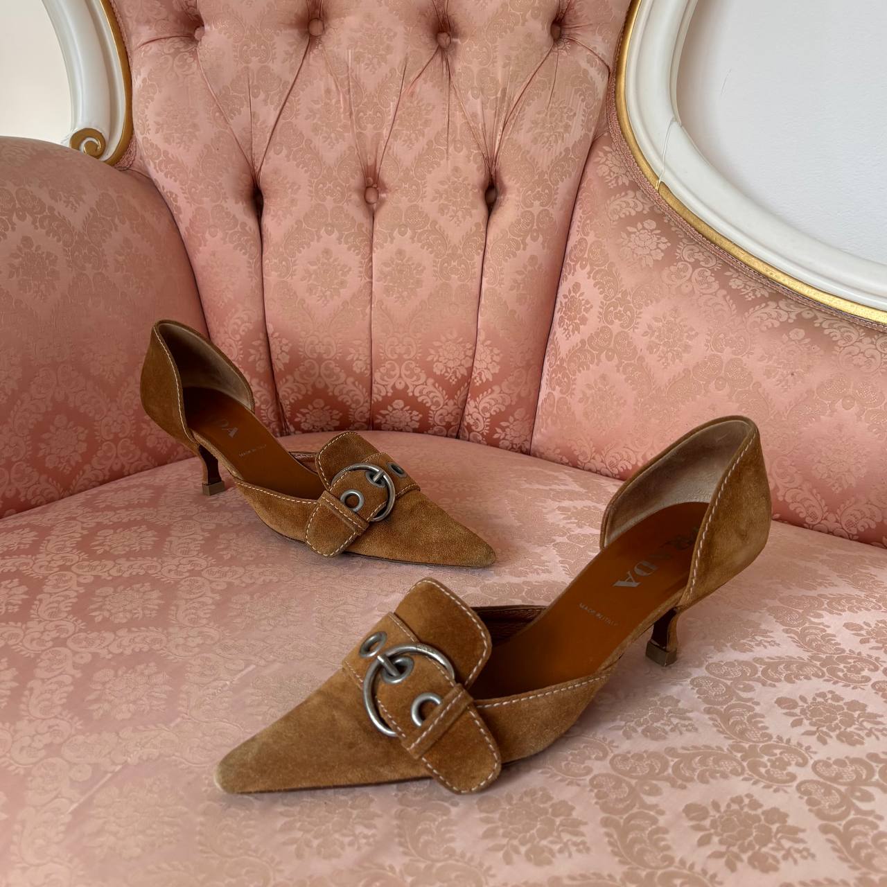 Prada suede kitten heels SS2002