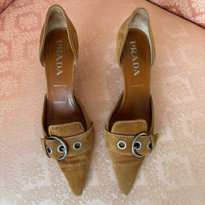 Prada suede kitten heels SS2002