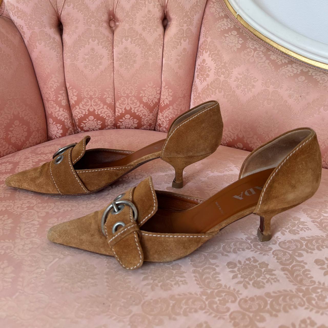 Prada suede kitten heels SS2002