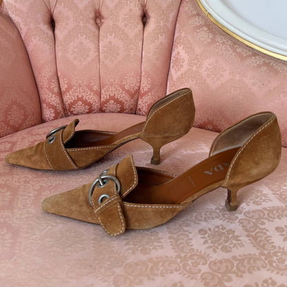Prada suede kitten heels SS2002