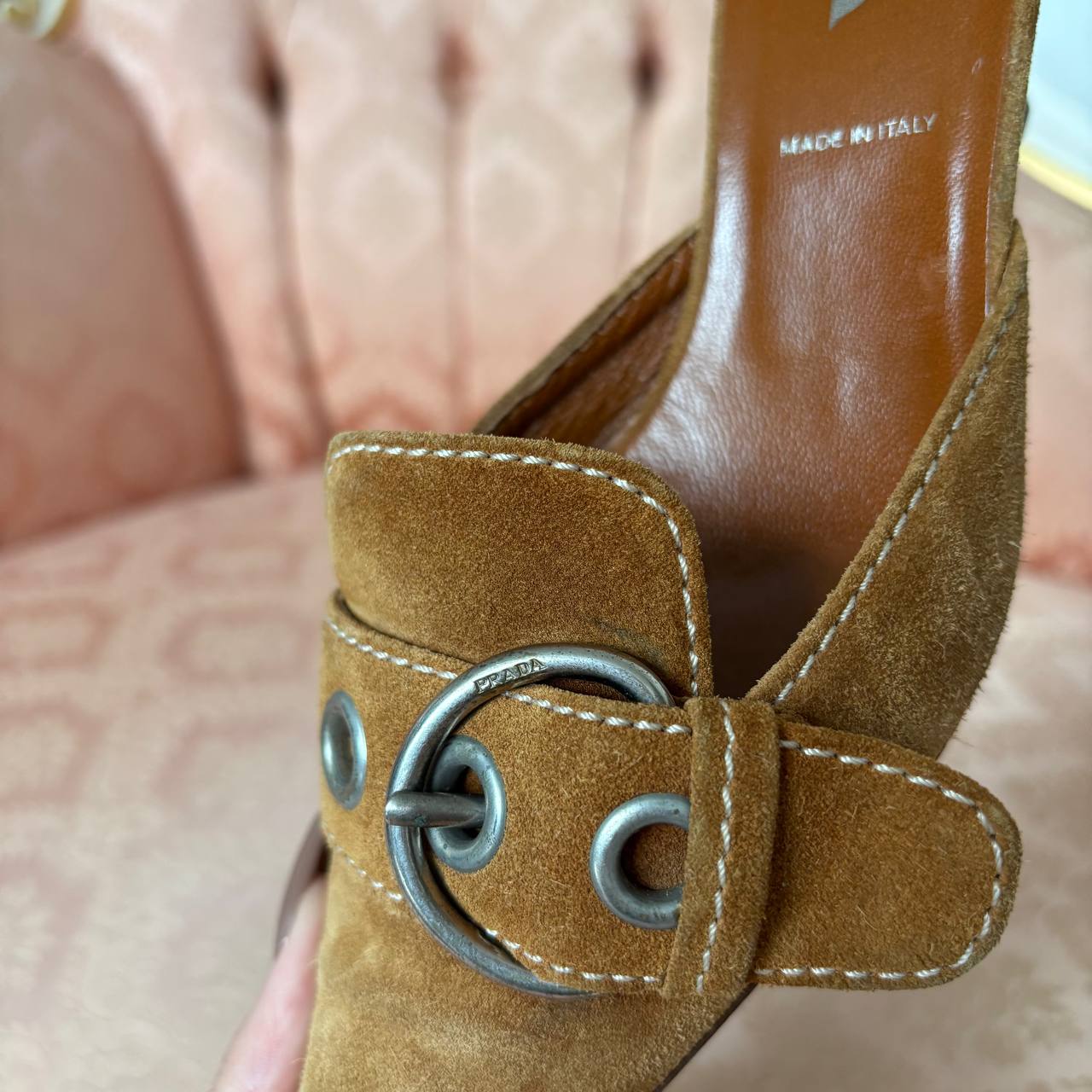 Prada suede kitten heels SS2002