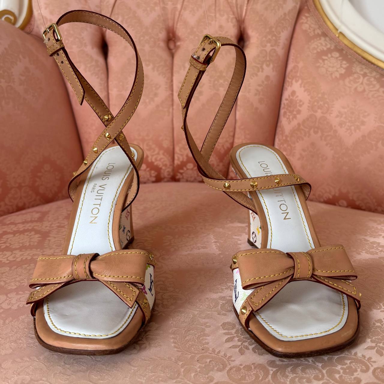 Louis Vuitton monogram white wedges