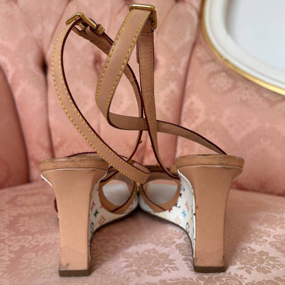 Louis Vuitton monogram white wedges
