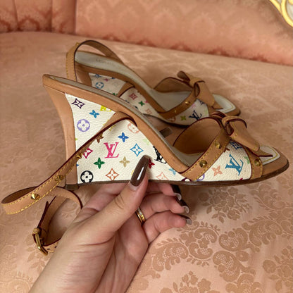 Louis Vuitton monogram white wedges