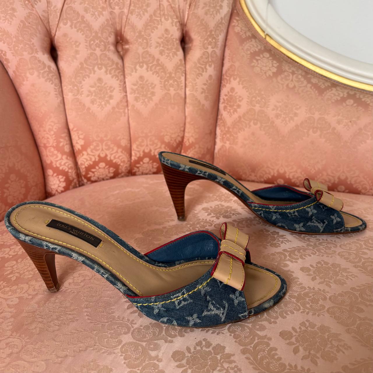 Louis Vuitton monogram denim mules