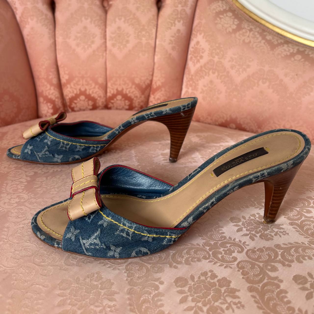 Louis Vuitton monogram denim mules