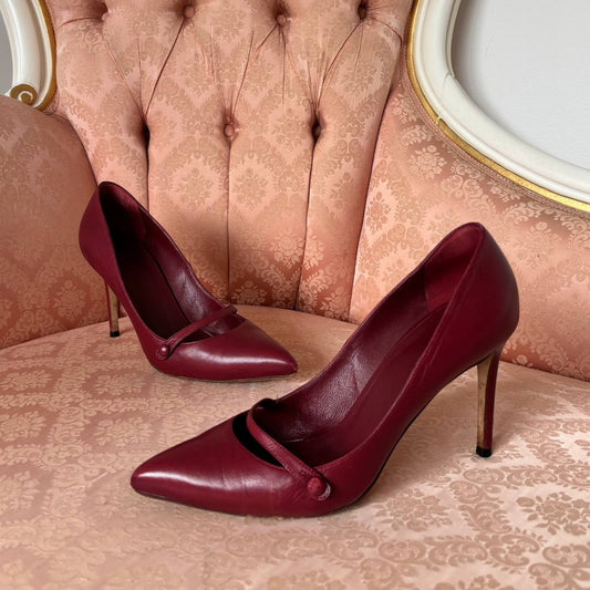 Gucci cherry red Mary Jane stiletto pumps