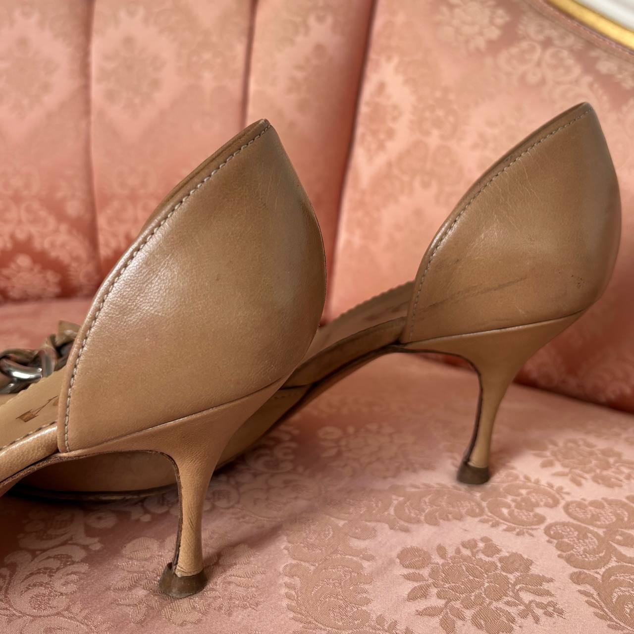 Prada beige/camel leather kitten heels