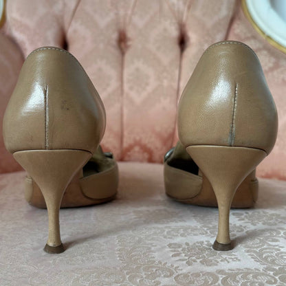 Prada beige/camel leather kitten heels
