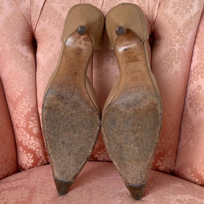 Prada beige/camel leather kitten heels