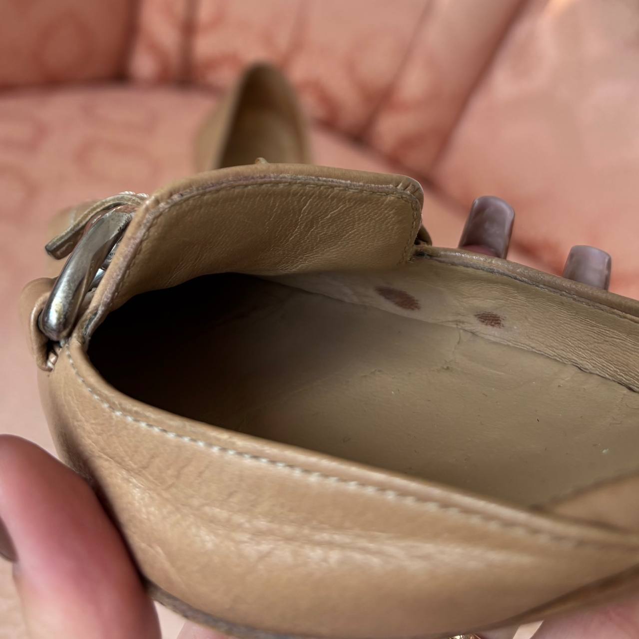 Prada beige/camel leather kitten heels