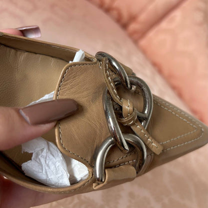Prada beige/camel leather kitten heels