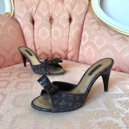 Louis Vuitton monogram mules in chocolate brown