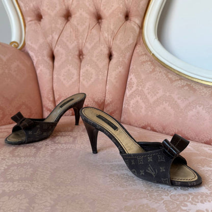 Louis Vuitton monogram mules in chocolate brown
