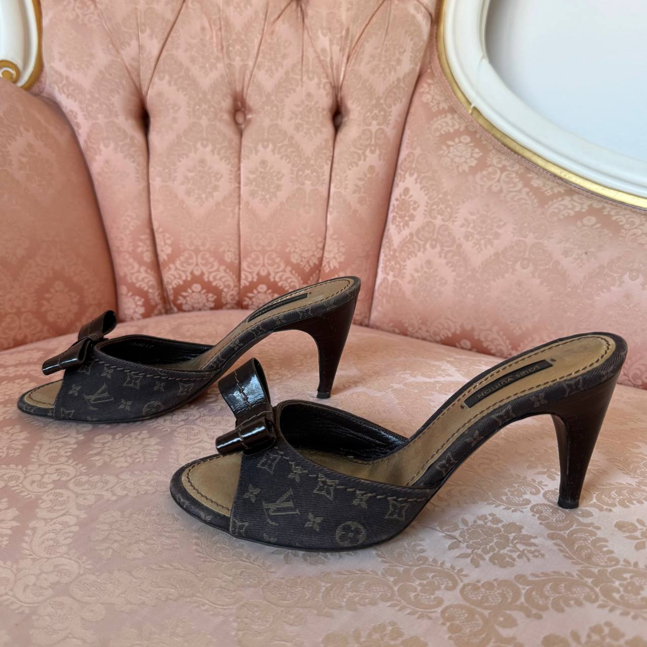 Louis Vuitton monogram mules in chocolate brown