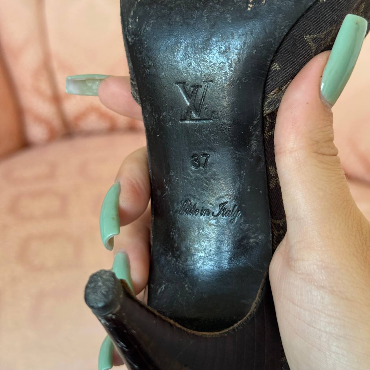 Louis Vuitton monogram mules in chocolate brown