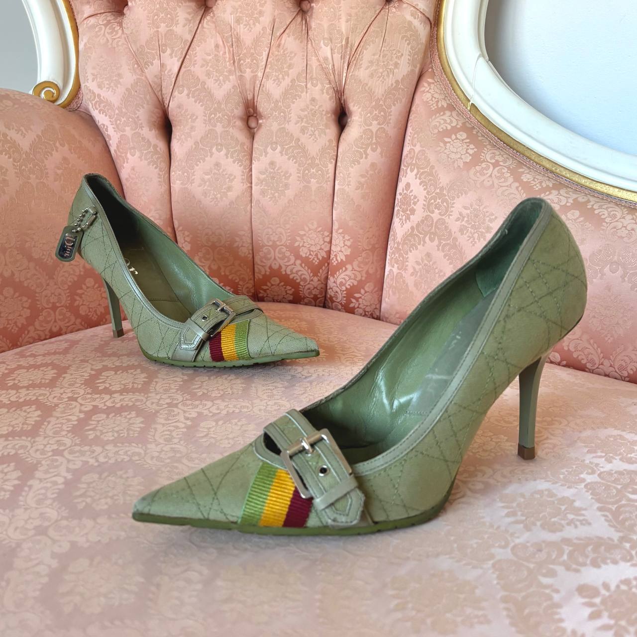 Dior court heels khaki Rasta collection 2004