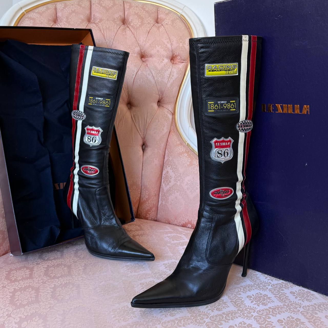 Le Silla racing boots with pointed heels