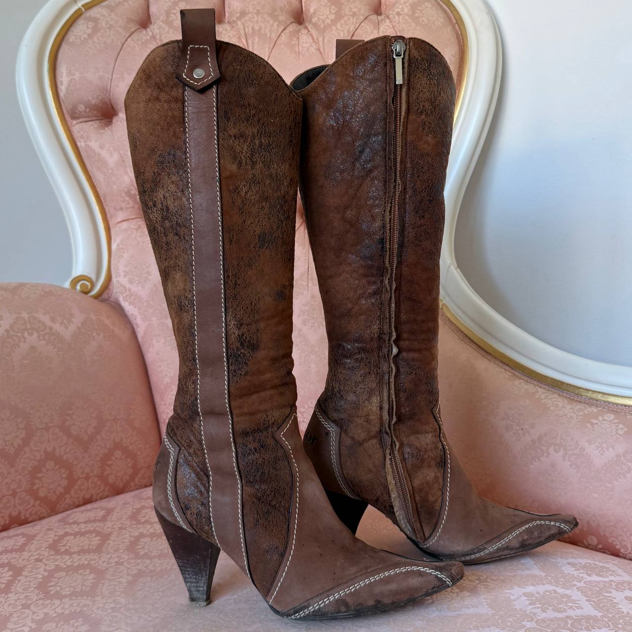 Christian Dior cowboy boots in brown