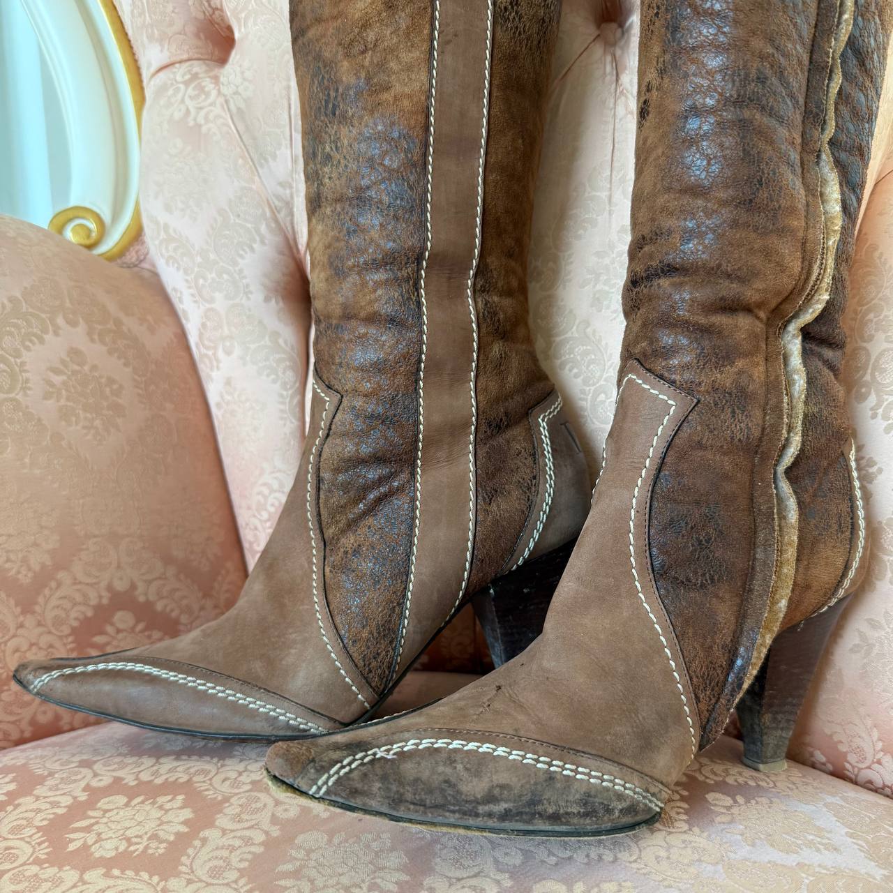 Christian Dior cowboy boots in brown