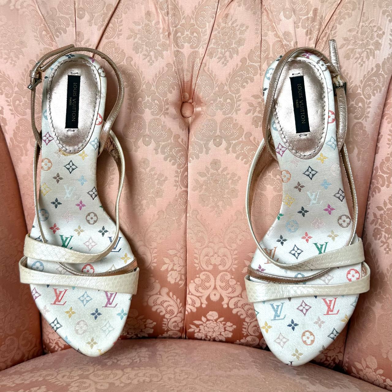 Louis Vuitton mules in white multicolour monogram