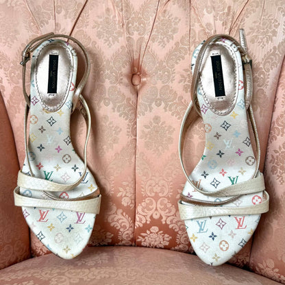 Louis Vuitton mules in white multicolour monogram
