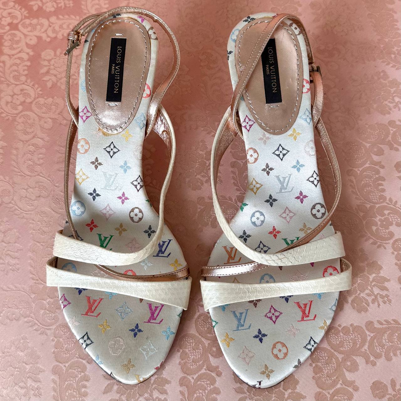 Louis Vuitton mules in white multicolour monogram